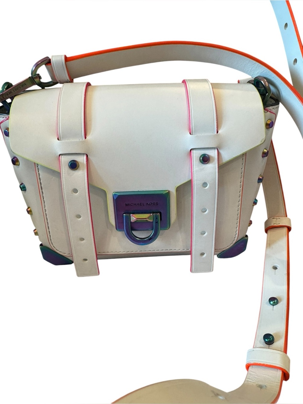 Michael Kors Manhattan Small Messenger Bag - Optic White